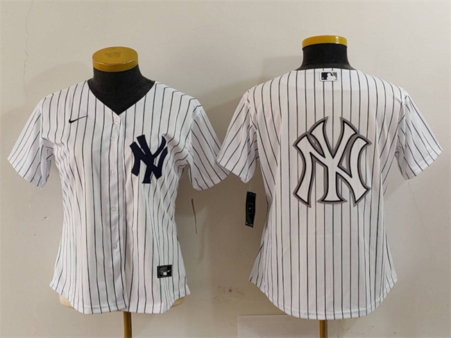 Youth New York Yankees White Team Big Logo Cool Base Stitched Baseball Jersey